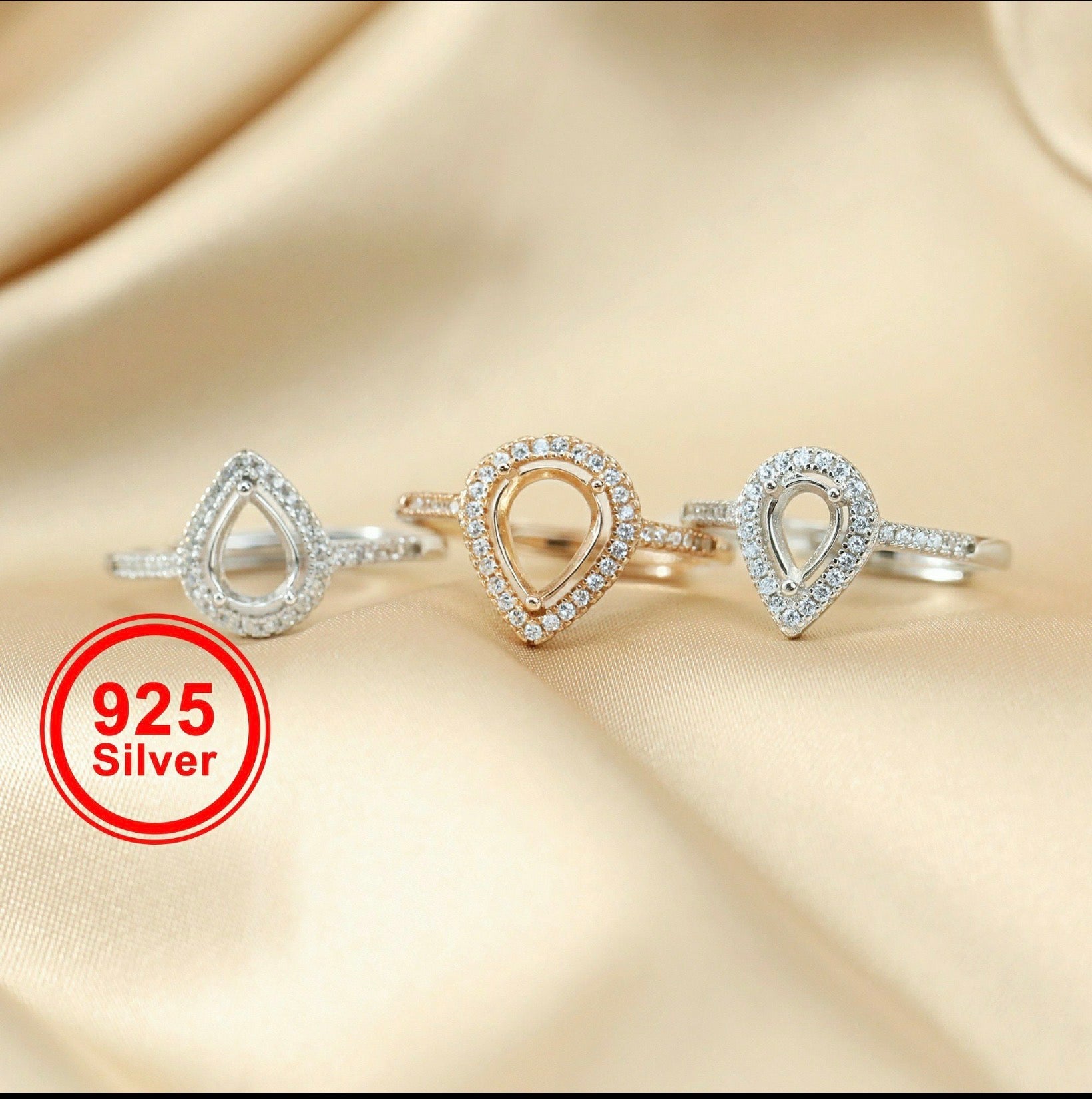 Teardrop Halo Keepsake Ring