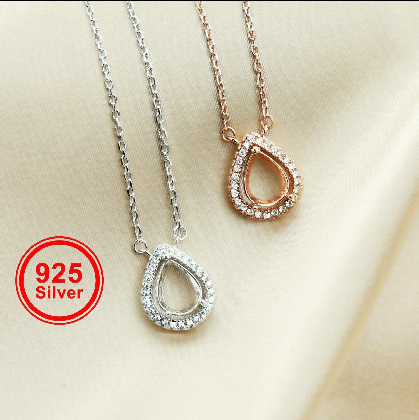 Teardrop Halo Keepsake Necklace