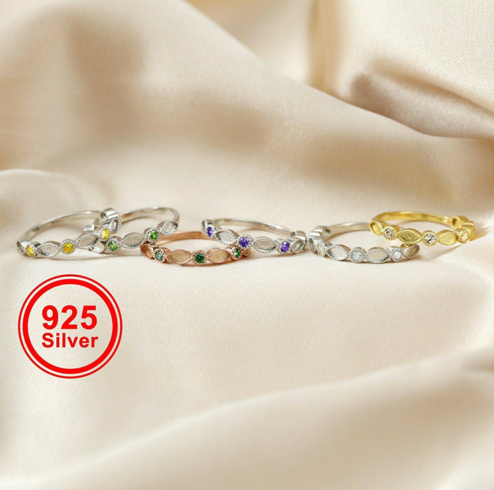 Birthstone Half Band Marquis Keepsake Ring