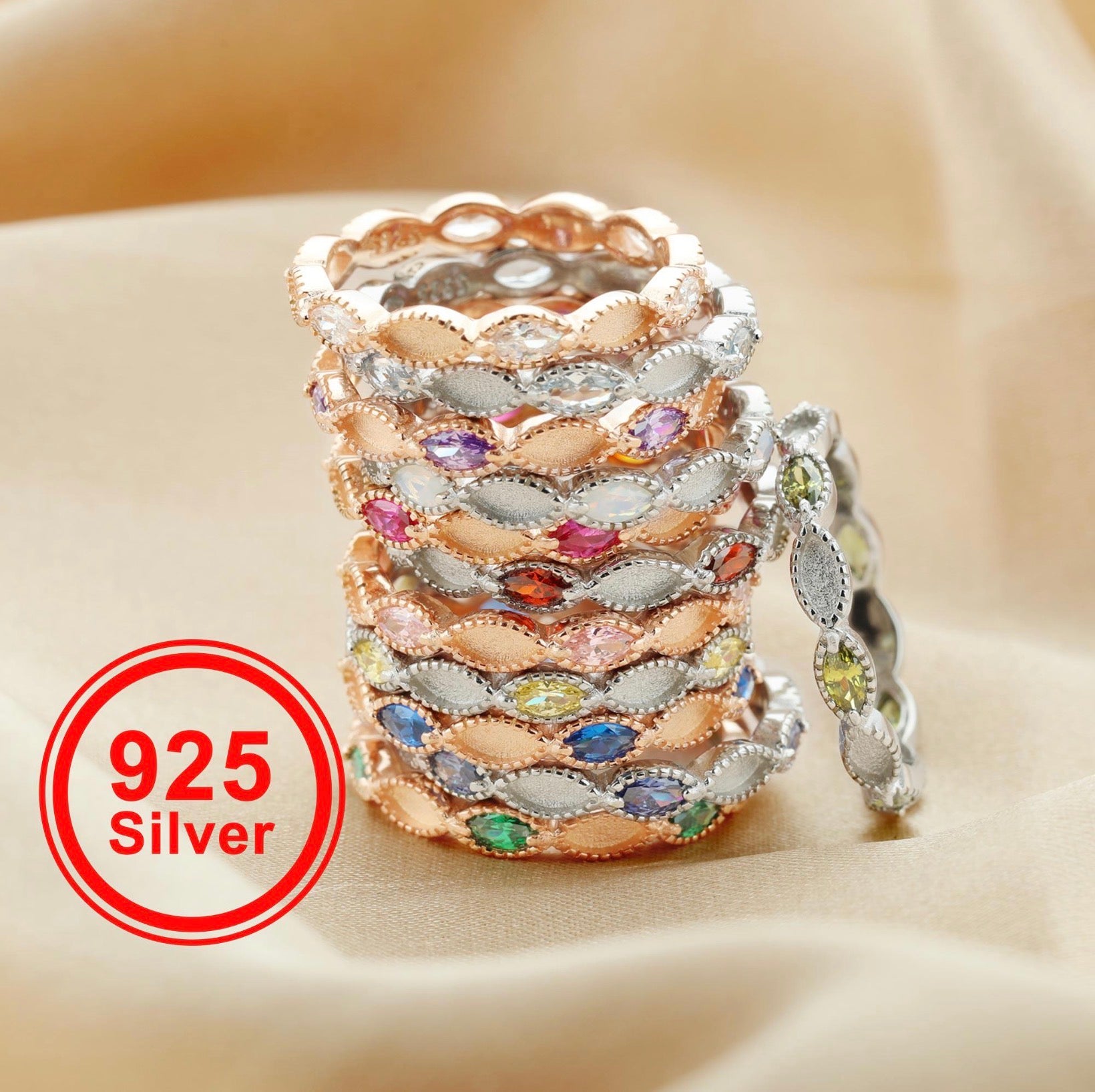 Full Birthstone Band Keepsake Ring