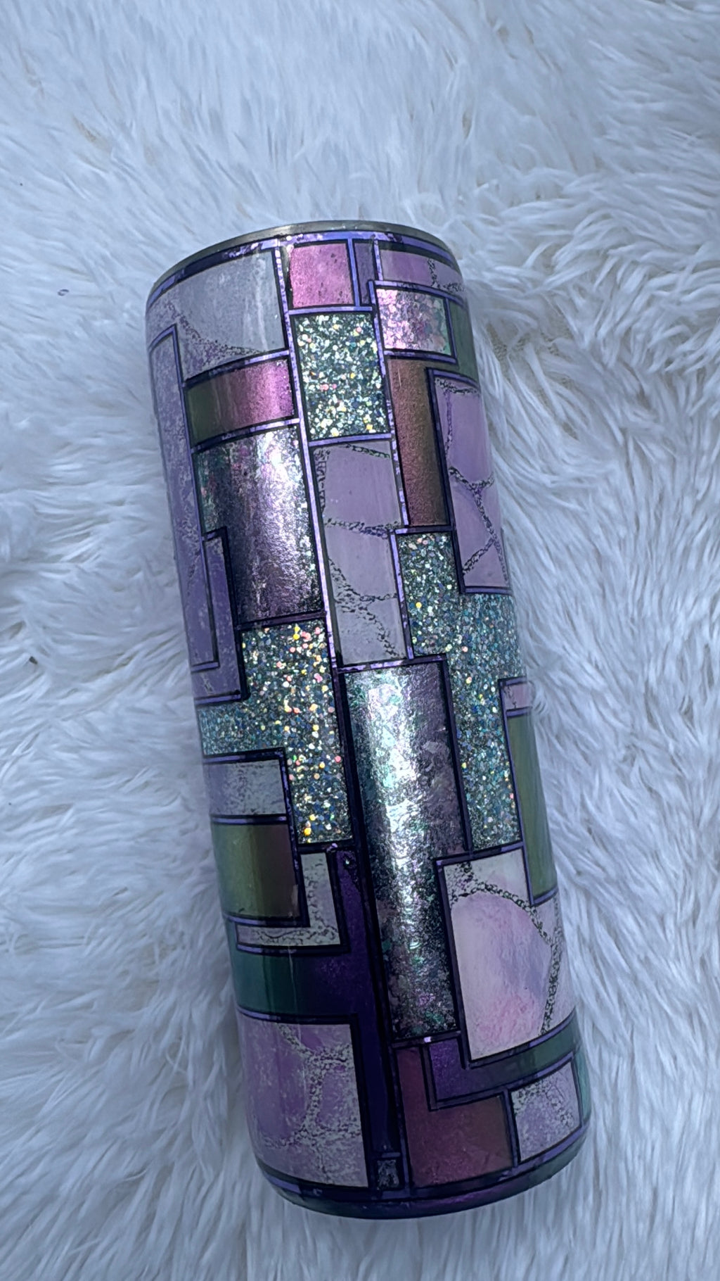 [RTS] 24oz Purple Patchwork Epoxy Tumbler
