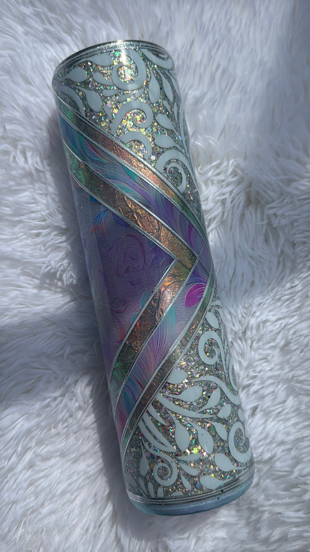 [RTS] 32oz Blue Pastel Tooled Leather Epoxy Tumbler
