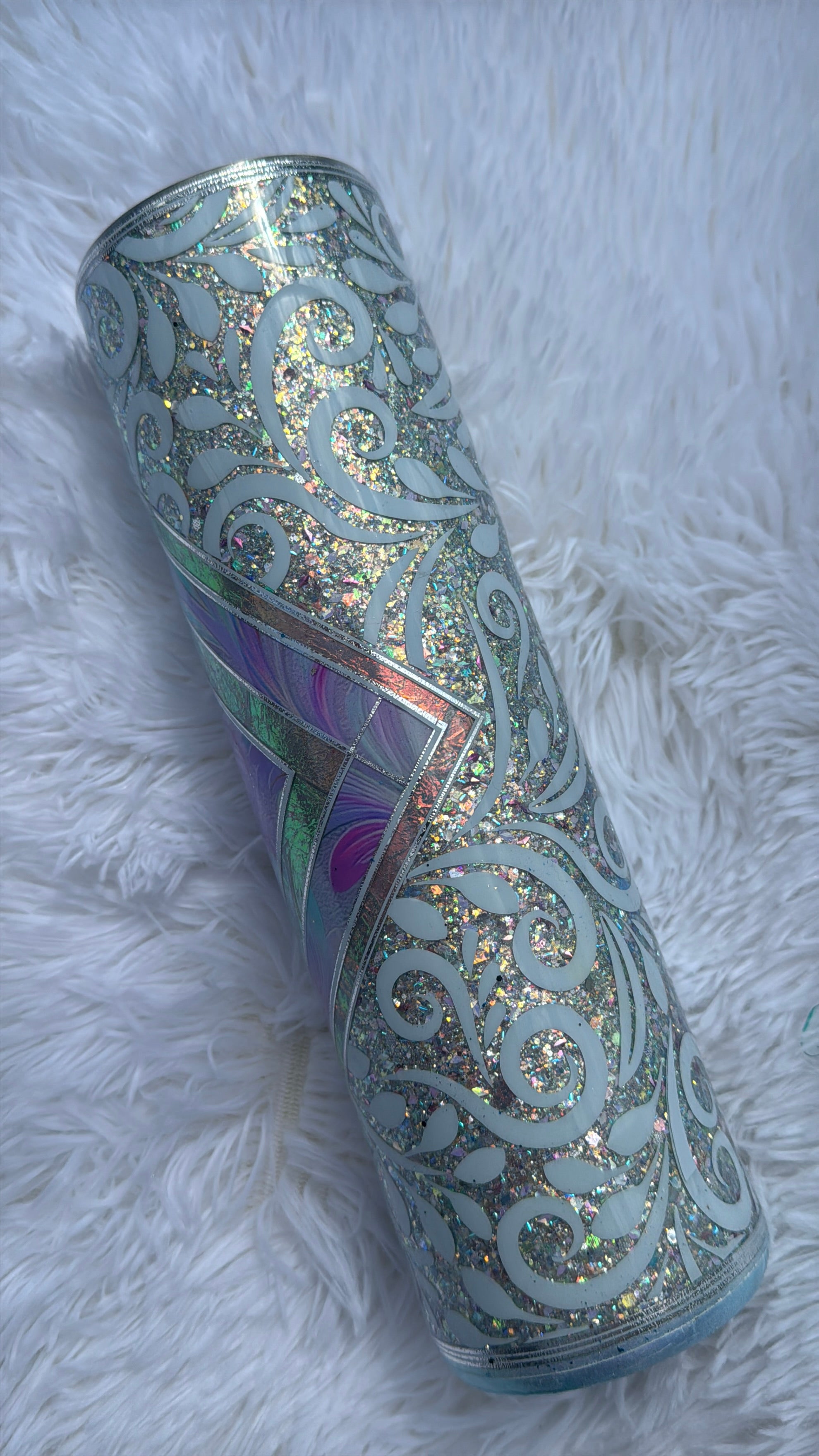 [RTS] 32oz Blue Pastel Tooled Leather Epoxy Tumbler