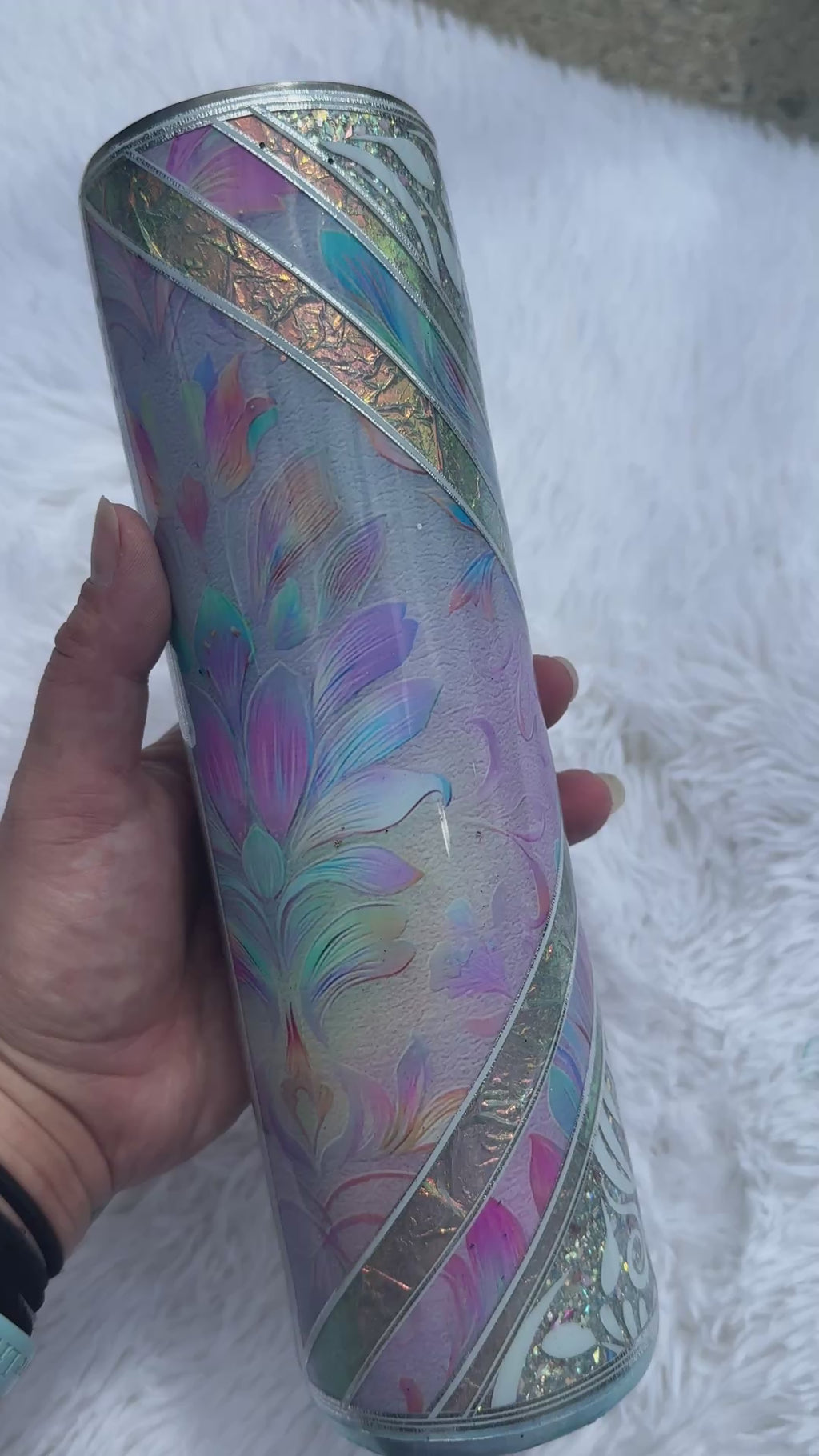 [RTS] 32oz Blue Pastel Tooled Leather Epoxy Tumbler