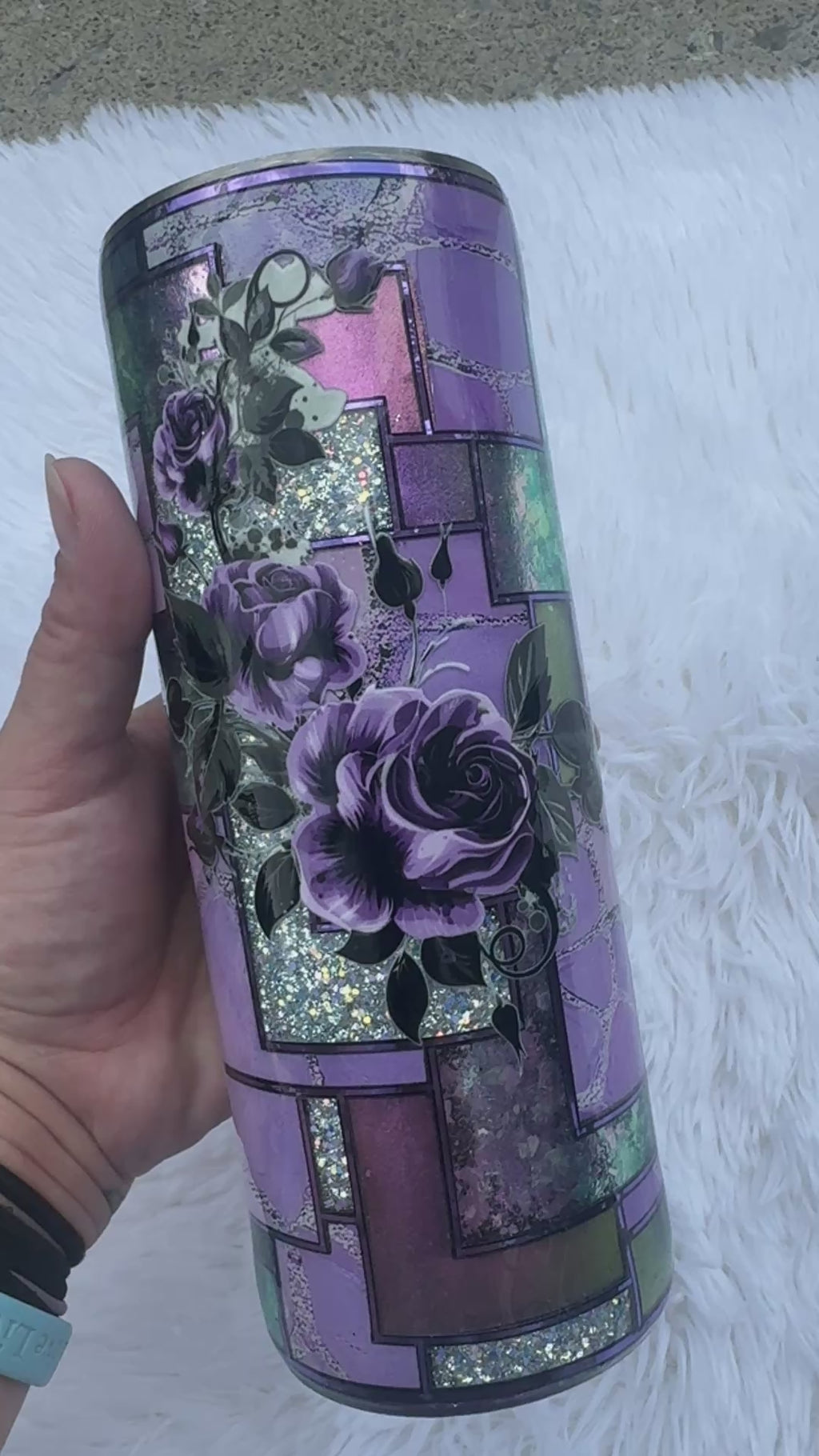 [RTS] 24oz Purple Patchwork Epoxy Tumbler